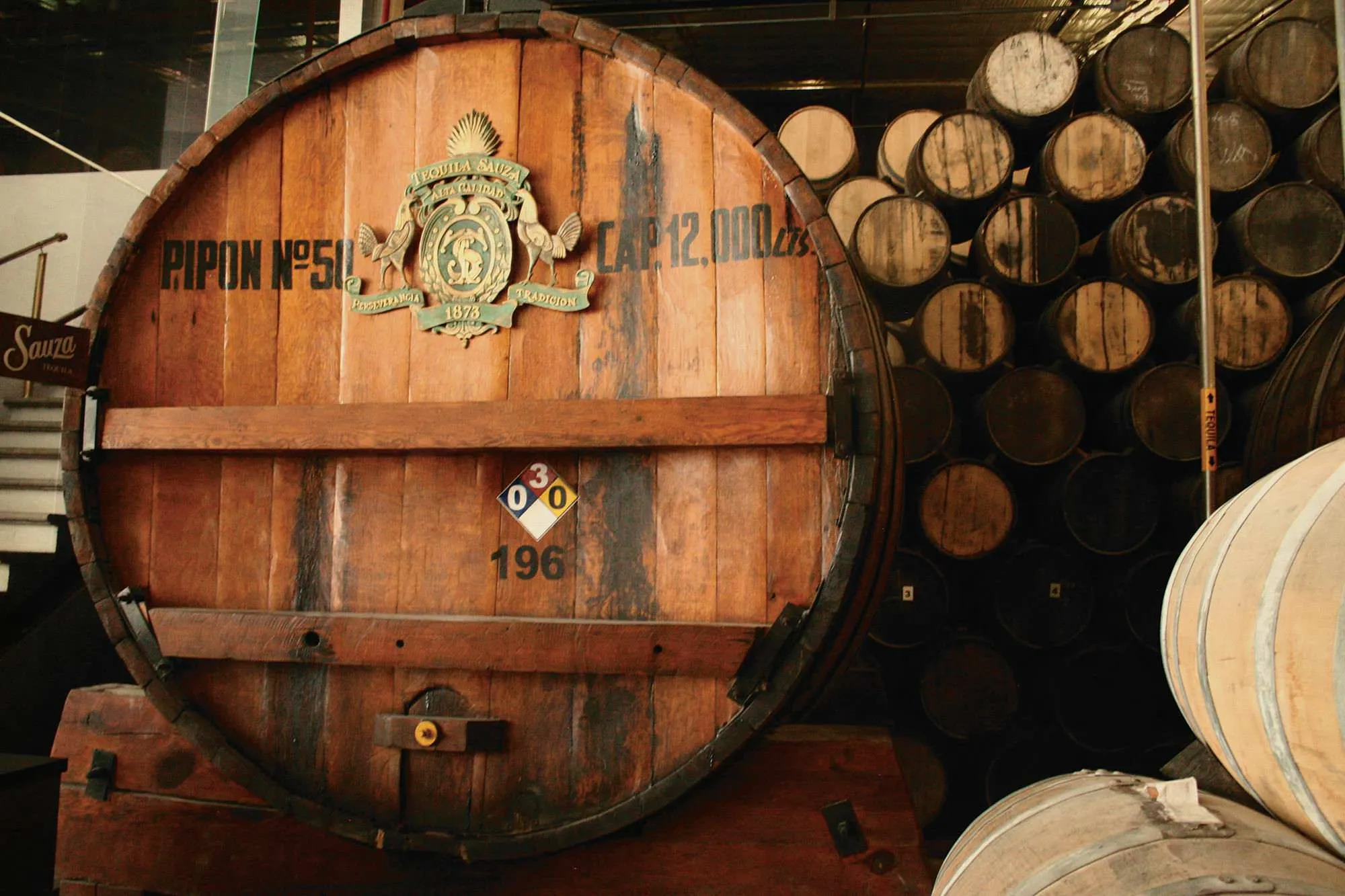 Tequila barrels in distillery Sauza